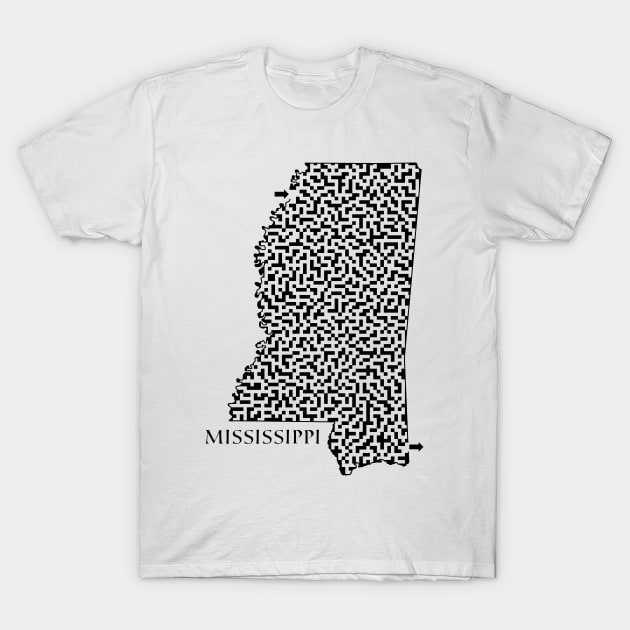 State of Mississippi Maze T-Shirt by gorff